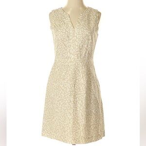 Banana Republic Sleeveless Beige & White Leopard print Lined Sleeveless Dress 0